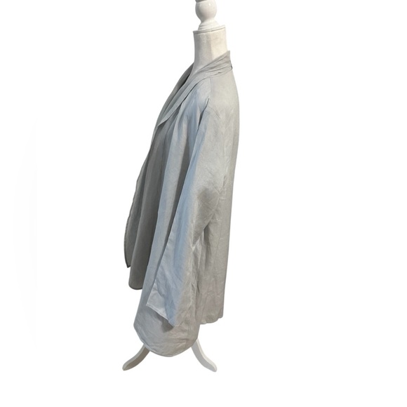 Saks Fifth Avenue 100% Linen Light Gray Women's Open Front Waterfall Cardigan S - Picture 3 of 10